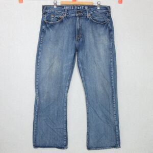 Guess Jeans Mens 38 Blue Workwear Straight Leg 100% Cotton Faded Denim Relaxed